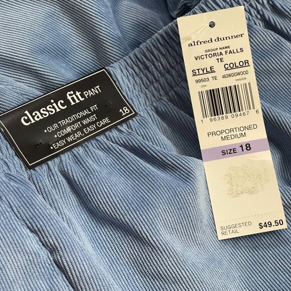 Alfred Dunner Classic Fit Pants Womens Plus Size 18 Corduroy Victoria Falls Blue - Picture 4 of 9